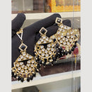 Hira Collections Royal Kundan Pearl And Beads Earrings With Elegant Maangtikka Set