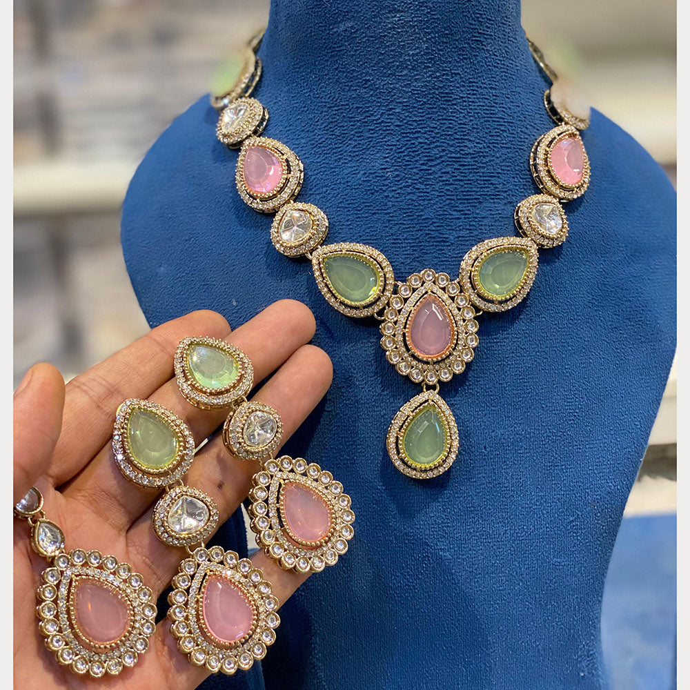 Hira Collections Classic Kundan Stone And Pota Stone Necklace Set