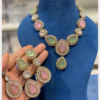 Hira Collections Classic Kundan Stone And Pota Stone Necklace Set