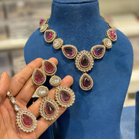 Hira Collections Classic Kundan Stone And Pota Stone Necklace Set