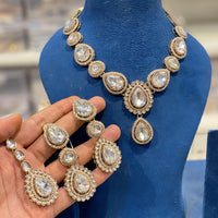 Hira Collections Classic Kundan Stone And Pota Stone Necklace Set