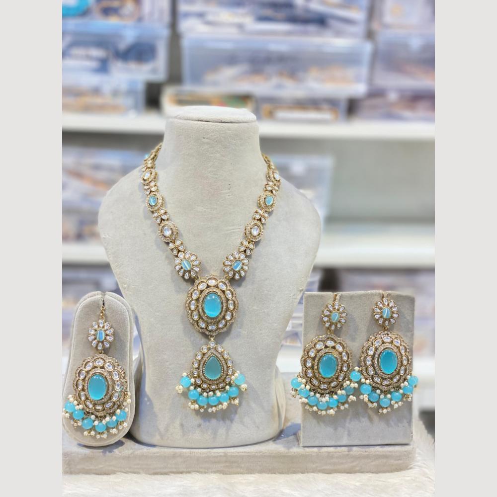 Hira Collections Classic Kundan Stone And Pota Stone Beads Necklace Set
