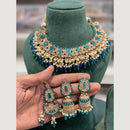 Hira Collections Graceful Crystal Stone And Pearl Necklace Set