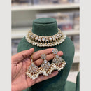 Hira Collections Classic Pota Stone And Pearl Choker Necklace Set