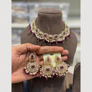 Hira Collections Classic Pota Stone And Pearl Choker Necklace Set