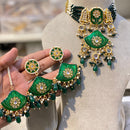 Hira Collections Traditional Kundan And Beads Meenakari Designer Choker Necklace Set