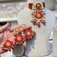 Hira Collections Traditional Kundan And Beads Meenakari Designer Choker Necklace Set
