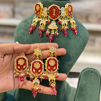 Hira Collections Traditional Kundan And Beads Meenakari Designer Choker Necklace Set