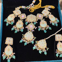 Hira Collections Traditional Kundan And Beads Meenakari Designer Choker Necklace Set