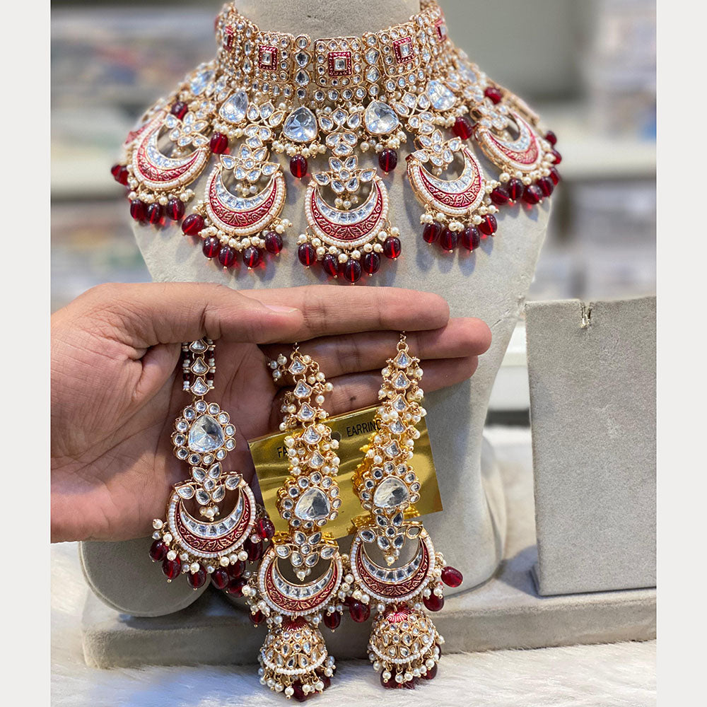 Hira Collections Traditional Kundan And Beads Meenakari Designer Choker Necklace Set