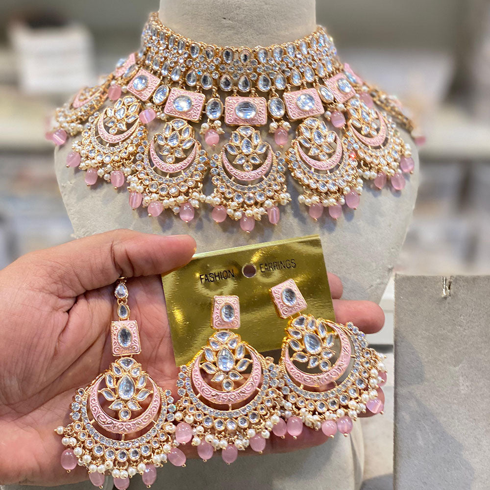 Hira Collections Traditional Kundan And Beads Meenakari Designer Choker Necklace Set