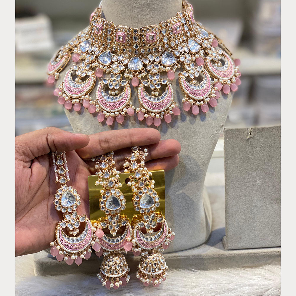 Hira Collections Traditional Kundan And Beads Meenakari Designer Choker Necklace Set