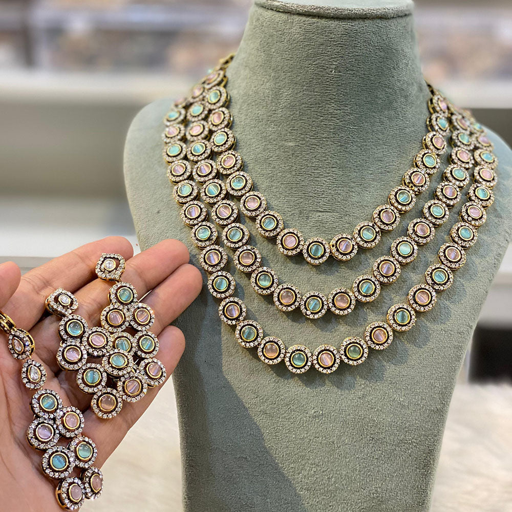 Hira Collections Classic Pota Stone Necklace Set