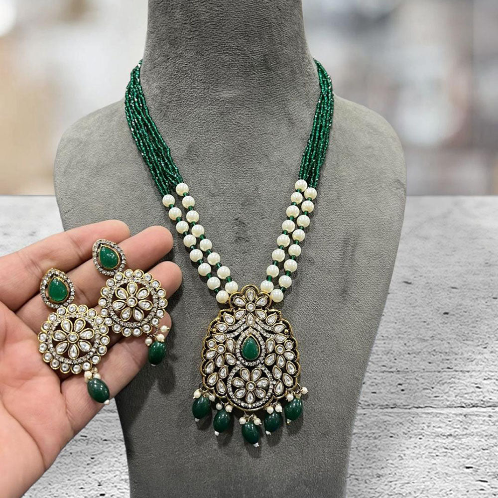 Hira Collections Classic Pota Stone And Beads Necklace Set