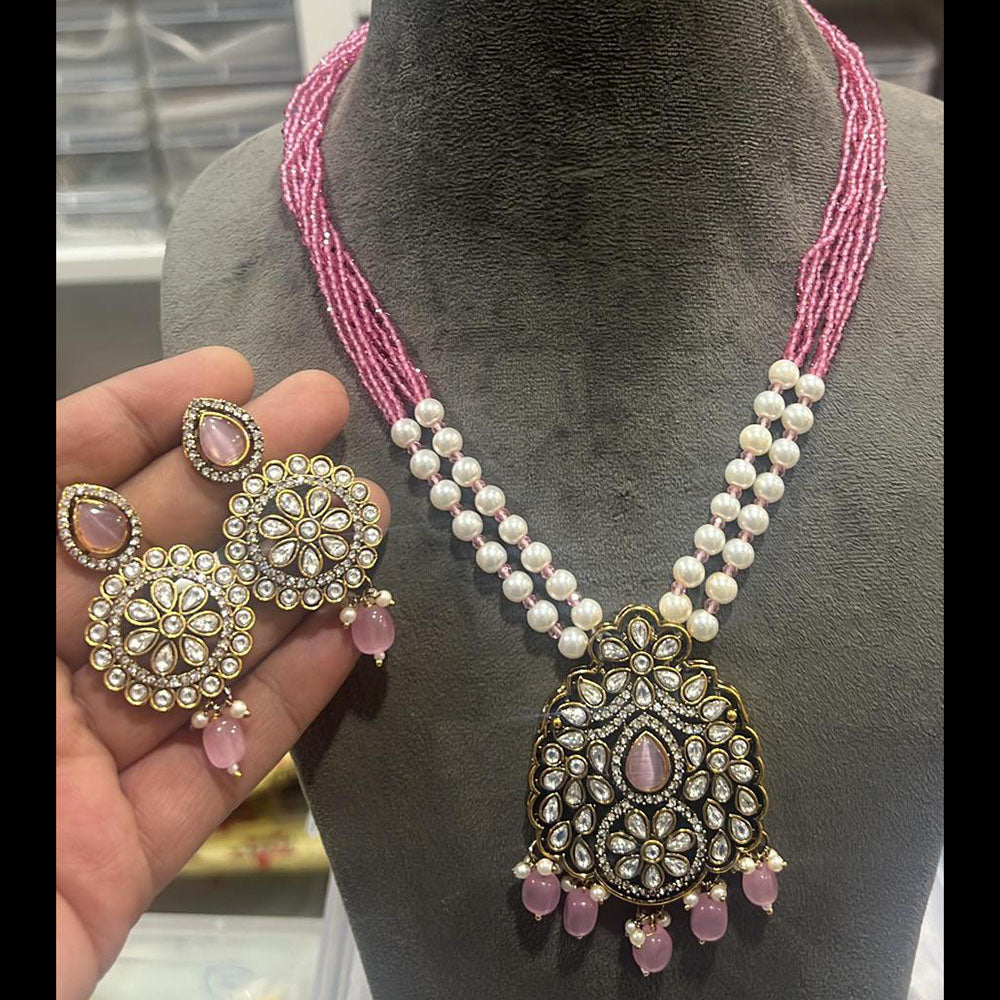 Hira Collections Classic Pota Stone And Beads Necklace Set