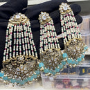 Hira Collections Royal Austrian Stone Pearl And Beads Earrings With Elegant Maangtikka Set