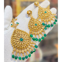 Hira Collections Royal Pota Stone And Beads Earrings With Elegant Maangtikka Set