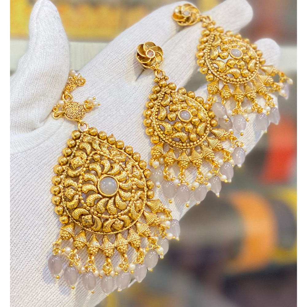 Hira Collections Royal Pota Stone And Beads Earrings With Elegant Maangtikka Set