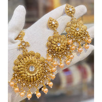 Hira Collections Royal Pota Stone And Beads Earrings With Elegant Maangtikka Set