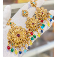 Hira Collections Royal Pota Stone And Beads Earrings With Elegant Maangtikka Set