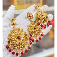 Hira Collections Royal Pota Stone And Beads Earrings With Elegant Maangtikka Set