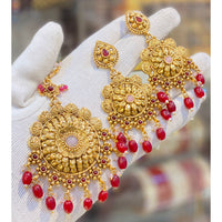 Hira Collections Royal Pota Stone And Beads Earrings With Elegant Maangtikka Set