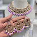 Hira Collections Crystal Stone And Beads Choker Necklace Set