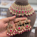 Hira Collections Crystal Stone And Beads Choker Necklace Set