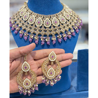 Hira Collections Crystal Stone And Beads Choker Necklace Set