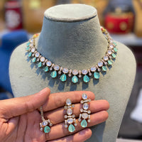 Hira Collections Crystal Stone Choker Necklace Set