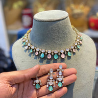 Hira Collections Crystal Stone Choker Necklace Set