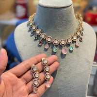 Hira Collections Crystal Stone Choker Necklace Set