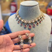 Hira Collections Crystal Stone Choker Necklace Set
