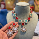 Hira Collections Crystal Stone And Pearl Choker Necklace Set