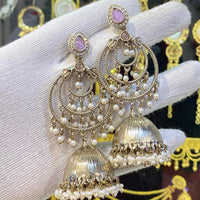 Hira Collections Fashionable Pota Stone And Pearl Jhumki Earrings