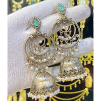 Hira Collections Fashionable Pota Stone And Pearl Jhumki Earrings