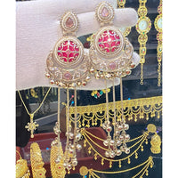 Hira Collections Ethnic Pota Stone And Ghungroo Kashmiri Dangler Earrings