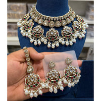 Hira Collections Traditional Kundan Stone Pearl And Beaded Choker Necklace Set