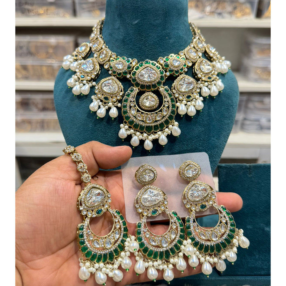 Hira Collections Traditional Kundan Stone Pearl And Beaded Choker Necklace Set