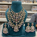Hira Collections Elegant Pota Stone Pearl And Beads Multi Layered Long Necklace Set