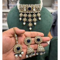 Hira Collections Traditional Kundan Stone Pearl And Beaded Choker Necklace Set