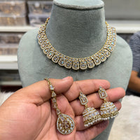 Hira Collections Traditional Crystal Stone And Pearl Necklace Set