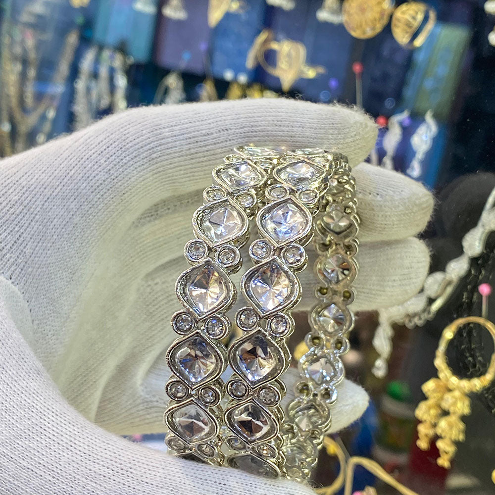 Hira Collections Ethnic Glow Crystal And Austrian Stone Bangles Set