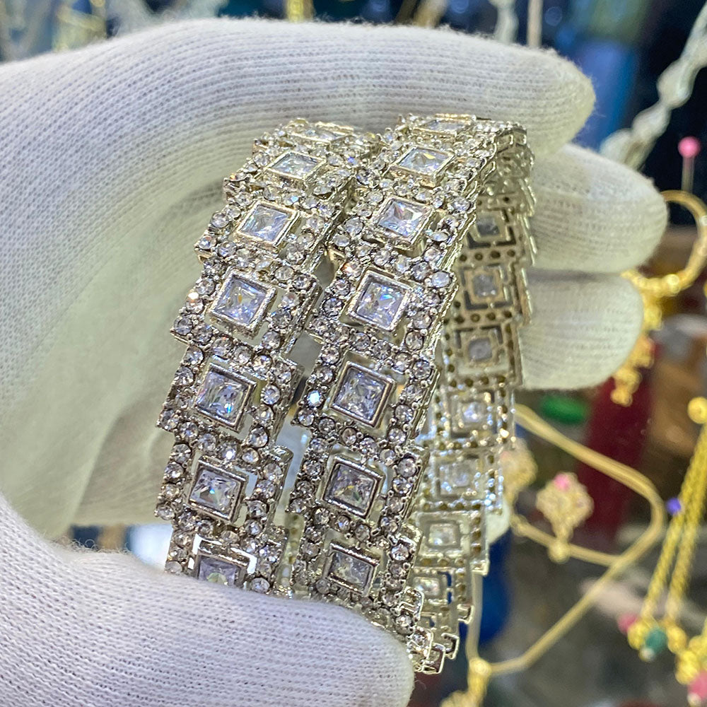 Hira Collections Ethnic Glow Crystal And Austrian Stone Bangles Set