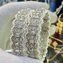 Hira Collections Crystal Stone And Austrian Stone Pearl Bangles Set
