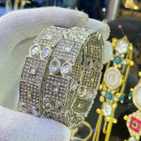 Hira Collections Ethnic Glow Crystal And Austrian Stone Bangles Set