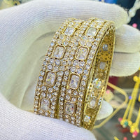 Hira Collections Ethnic Glow Crystal And Austrian Stone Bangles Set