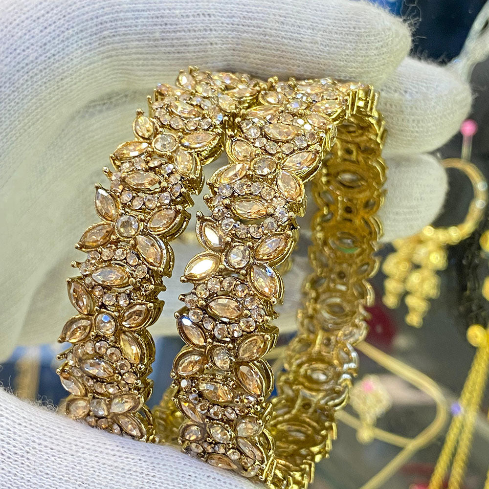 Hira Collections Ethnic Glow Crystal And Austrian Stone Bangles Set