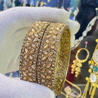 Hira Collections Ethnic Glow Crystal And Austrian Stone Bangles Set