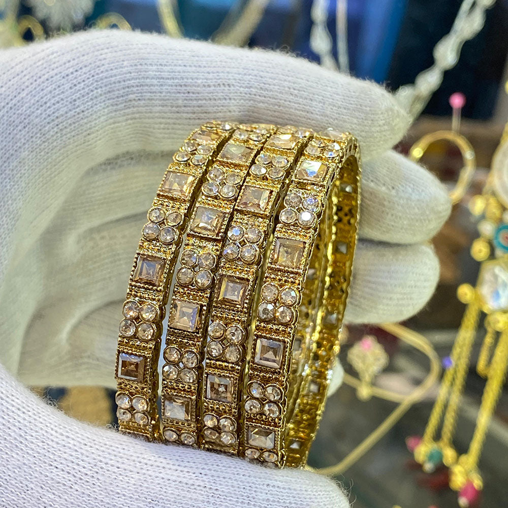 Hira Collections Ethnic Glow Crystal And Austrian Stone Bangles Set